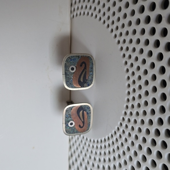 Vintage Sterling Taxco Casandros Cufflinks with Abstract Aztec Bird Design - Picture 12 of 13